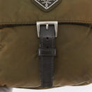 PRADA Shoulder Bag Nylon Khaki Silver Auth 174613-10