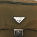 PRADA Shoulder Bag Nylon Khaki Silver Auth 174613-17