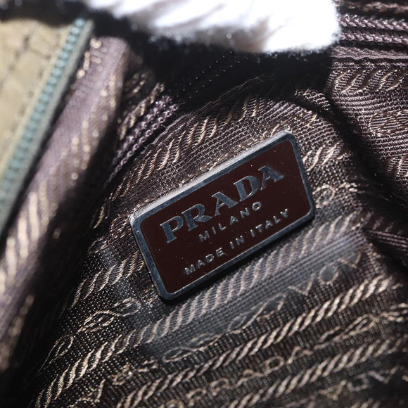 PRADA Shoulder Bag Nylon Khaki Silver Auth 174613