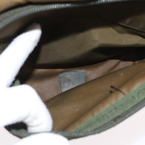 PRADA Shoulder Bag Nylon Khaki Silver Auth 174613