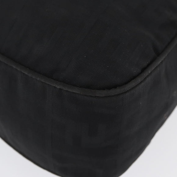FENDI Zucca Canvas Shoulder Bag Black Gold Auth 174614