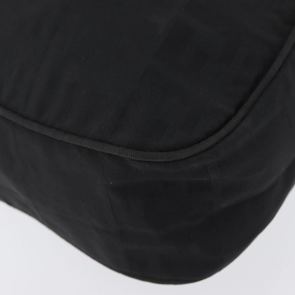 FENDI Zucca Canvas Shoulder Bag Black Gold Auth 174614