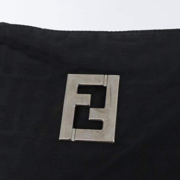 FENDI Zucca Canvas Shoulder Bag Black Gold Auth 174614
