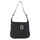 FENDI Zucca Canvas Shoulder Bag Black Gold Auth 174614-1