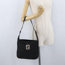 FENDI Zucca Canvas Shoulder Bag Black Gold Auth 174614-24