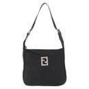 FENDI Zucca Canvas Shoulder Bag Black Gold Auth 174614-13