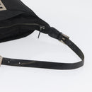 FENDI Zucca Canvas Shoulder Bag Black Gold Auth 174614-7