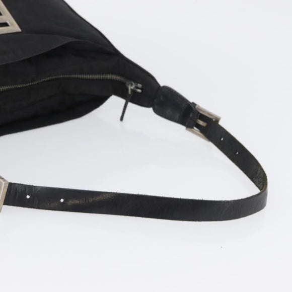 FENDI Zucca Canvas Shoulder Bag Black Gold Auth 174614