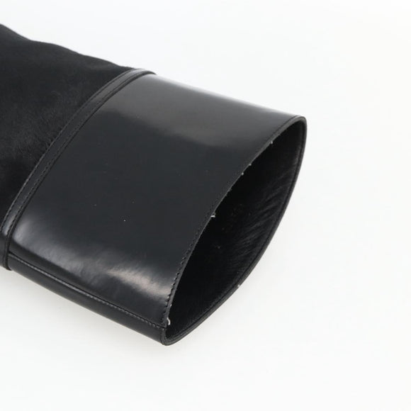 GUCCI Long Boots Unborn Calf Skin 34 1/2 C Black Auth 174616A
