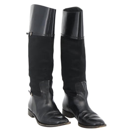 GUCCI Long Boots Unborn Calf Skin 34 1/2 C Black Auth 174616A