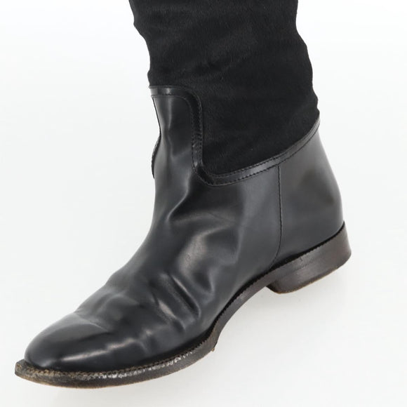 GUCCI Long Boots Unborn Calf Skin 34 1/2 C Black Auth 174616A