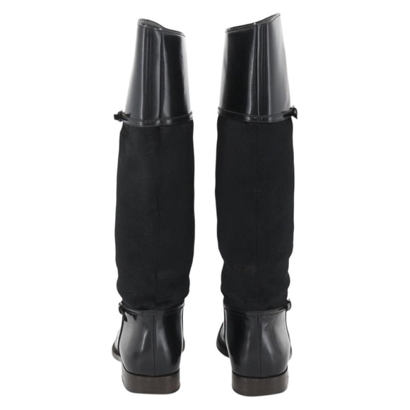 GUCCI Long Boots Unborn Calf Skin 34 1/2 C Black Auth 174616A