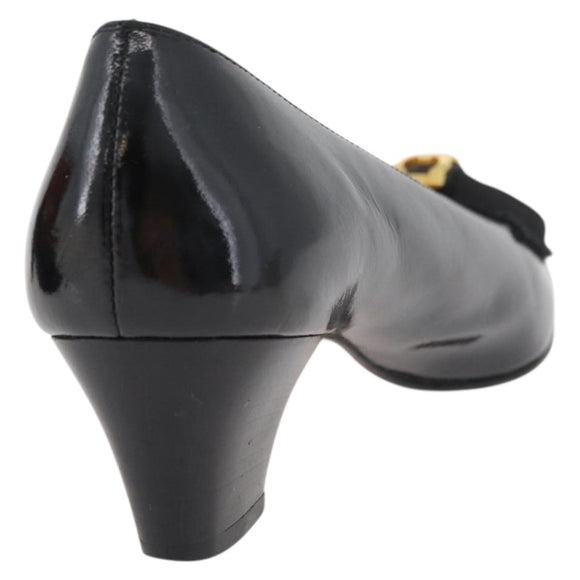 Salvatore Ferragamo Pumps Leather 6 Black Auth 174618A