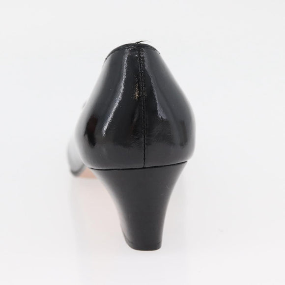 Salvatore Ferragamo Pumps Leather 6 Black Auth 174618A