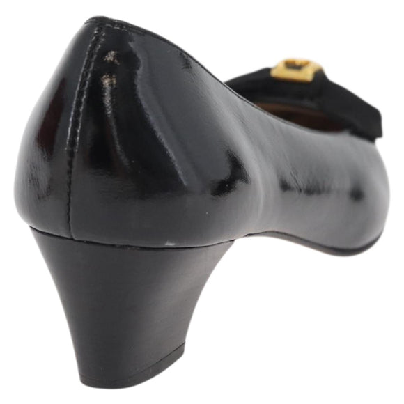 Salvatore Ferragamo Pumps Leather 6 Black Auth 174618A