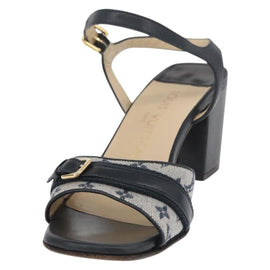 LOUIS VUITTON Monogram Mini Heels Sandals Sandals 34 1/2 Blue LV Auth 174619A - 0