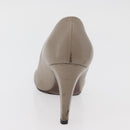 LOUIS VUITTON Heel Pumps Leather 35 1/2 Beige LV Auth 174620A-13