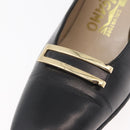 Salvatore Ferragamo Heel Pumps Leather 4 1/2 Black Auth 174621A-13