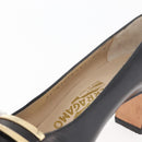 Salvatore Ferragamo Heel Pumps Leather 4 1/2 Black Auth 174621A-15