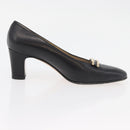 Salvatore Ferragamo Heel Pumps Leather 4 1/2 Black Auth 174621A-22