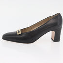 Salvatore Ferragamo Heel Pumps Leather 4 1/2 Black Auth 174621A-23