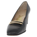 Salvatore Ferragamo Heel Pumps Leather 4 1/2 Black Auth 174621A-2