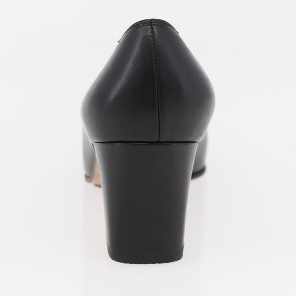 Salvatore Ferragamo Heel Pumps Leather 4 1/2 Black Auth 174621A