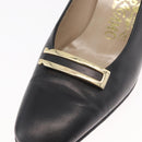Salvatore Ferragamo Heel Pumps Leather 4 1/2 Black Auth 174621A-31