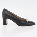 Salvatore Ferragamo Heel Pumps Leather 4 1/2 Black Auth 174621A-4