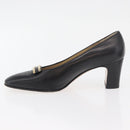 Salvatore Ferragamo Heel Pumps Leather 4 1/2 Black Auth 174621A-5