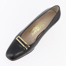 Salvatore Ferragamo Heel Pumps Leather 4 1/2 Black Auth 174621A-6