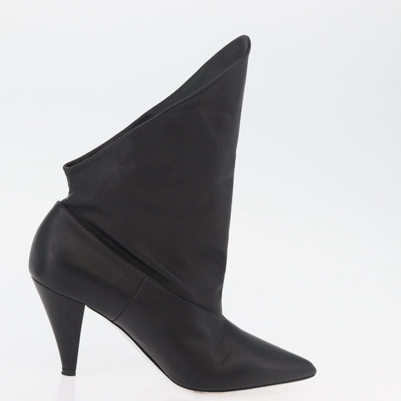 GIVENCHY Short Boots Leather Black Auth 174625A