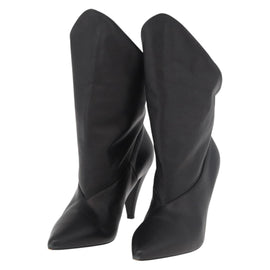 GIVENCHY Short Boots Leather Black Auth 174625A