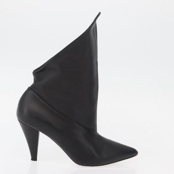 GIVENCHY Short Boots Leather Black Auth 174625A