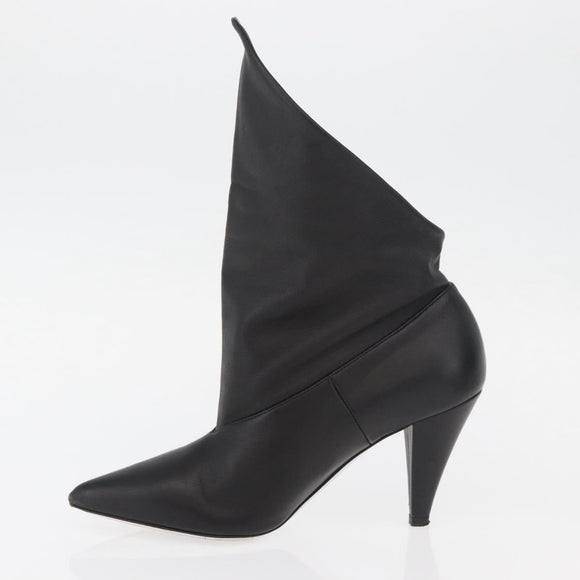 GIVENCHY Short Boots Leather Black Auth 174625A