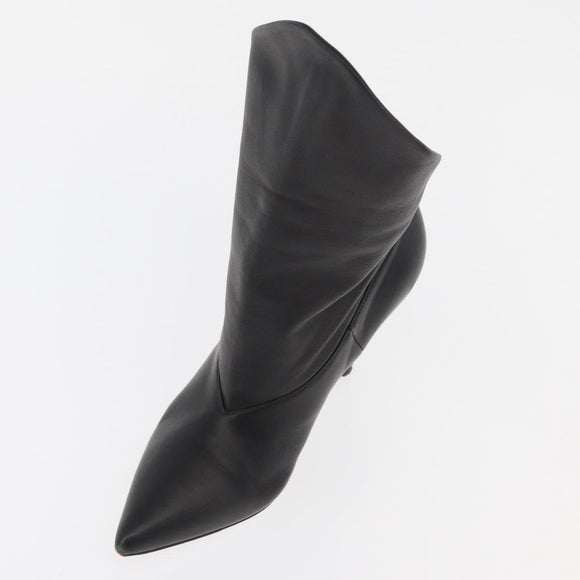GIVENCHY Short Boots Leather Black Auth 174625A