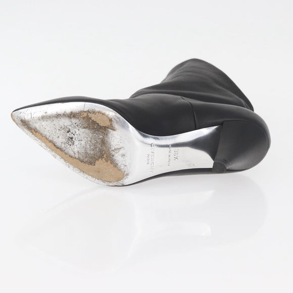 GIVENCHY Short Boots Leather Black Auth 174625A