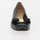 Salvatore Ferragamo Vara Ribbon Pumps Leather 7 1/2 Black Auth 174626A-11