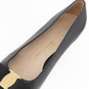 Salvatore Ferragamo Vara Ribbon Pumps Leather 7 1/2 Black Auth 174626A-14