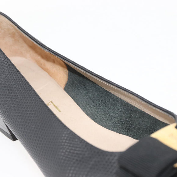 Salvatore Ferragamo Vara Ribbon Pumps Leather 7 1/2 Black Auth 174626A