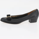 Salvatore Ferragamo Vara Ribbon Pumps Leather 7 1/2 Black Auth 174626A-23