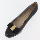 Salvatore Ferragamo Vara Ribbon Pumps Leather 7 1/2 Black Auth 174626A-6