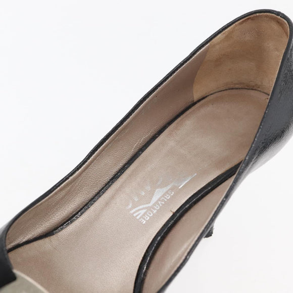 Salvatore Ferragamo Vara Ribbon Pumps Leather Black Auth 174627A