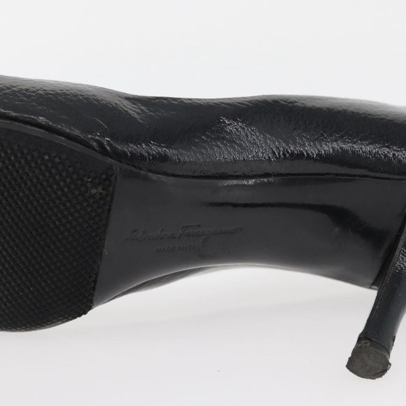Salvatore Ferragamo Vara Ribbon Pumps Leather Black Auth 174627A