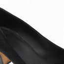 CHANEL Heel Pumps Suede 36 1/2 C Black CC Auth 174628A-14