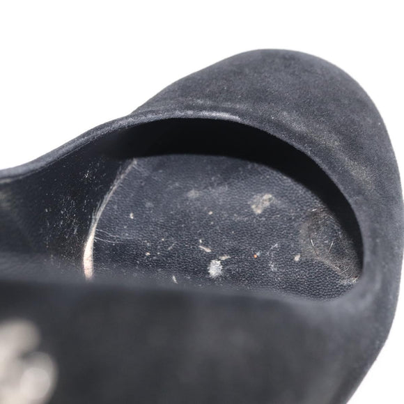 CHANEL Heel Pumps Suede 36 1/2 C Black CC Auth 174628A