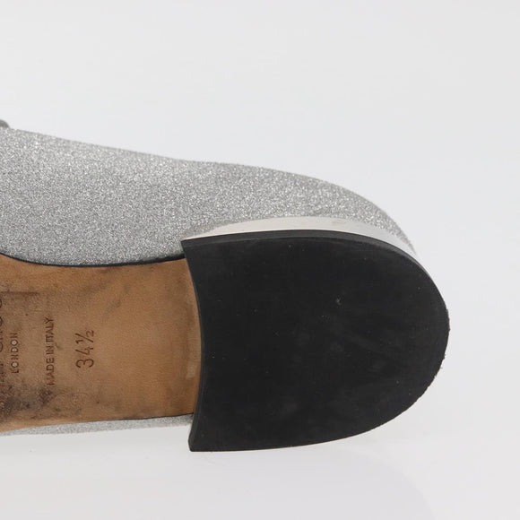 Jimmy Choo Pumps Leather 34 1/2 Silver Auth 174629A