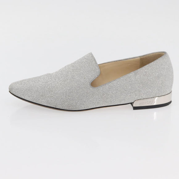 Jimmy Choo Pumps Leather 34 1/2 Silver Auth 174629A