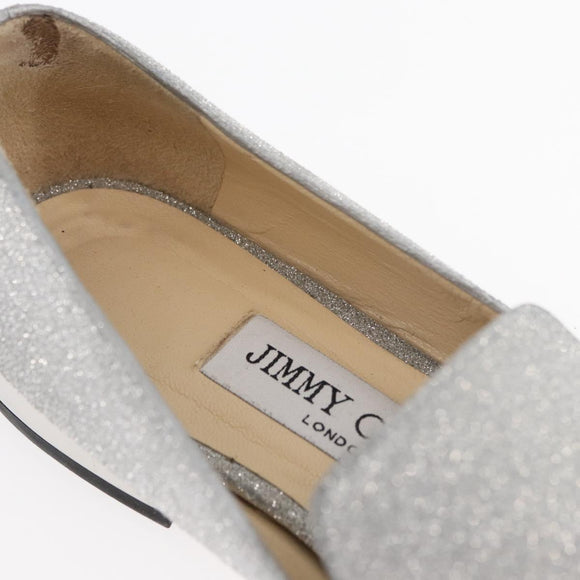 Jimmy Choo Pumps Leather 34 1/2 Silver Auth 174629A