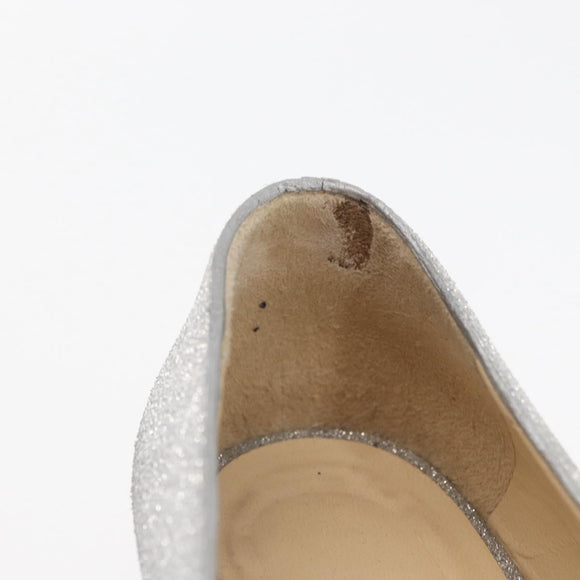 Jimmy Choo Pumps Leather 34 1/2 Silver Auth 174629A